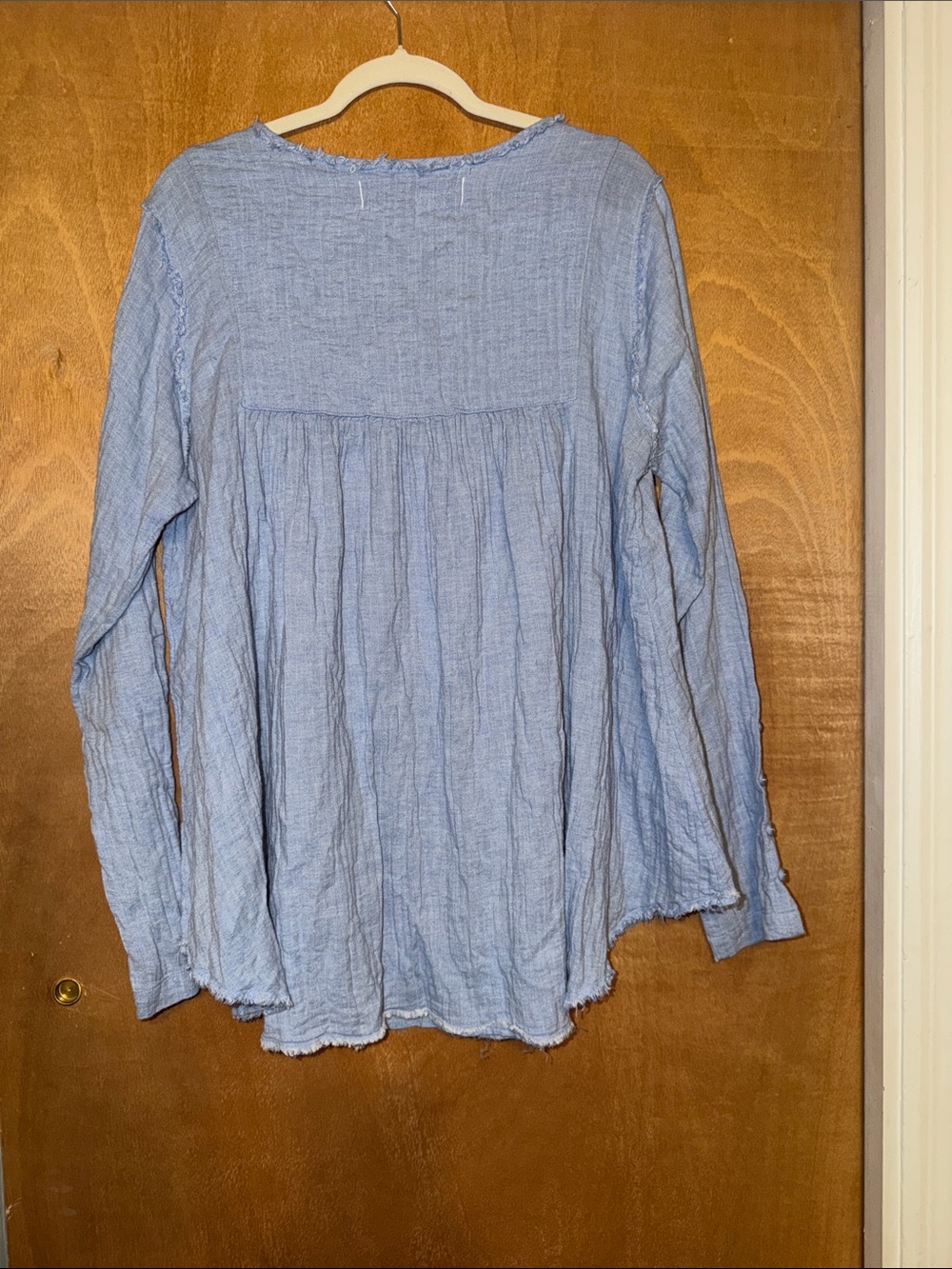 Free People Pale Blue Button Henley Tunic - Picture 3 of 3